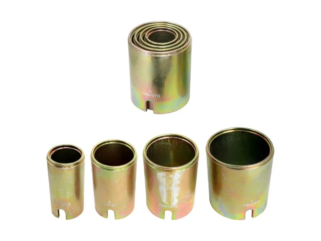 Bộ dụng cụ đóng vòng bi TMFT: Bốn ống ép mạ vàng có rãnh dưới, ống lớn lồng chồng phía trên