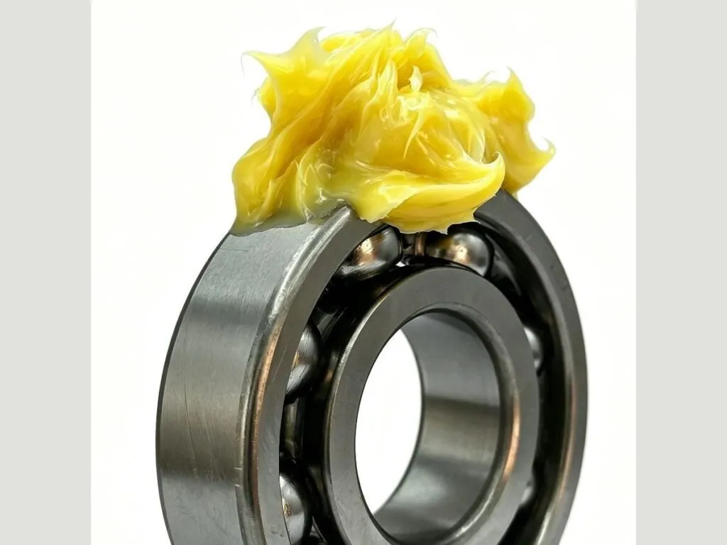 Mỡ SKF LGMT 2 và LGMT 3: Mỡ vàng tươi phết lên mặt vòng bi cầu hở