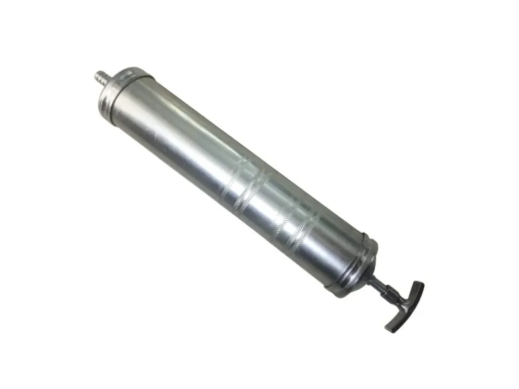 Súng bơm mỡ SKF: Súng bơm mỡ thân xám có cần kéo chữ T ở đuôi