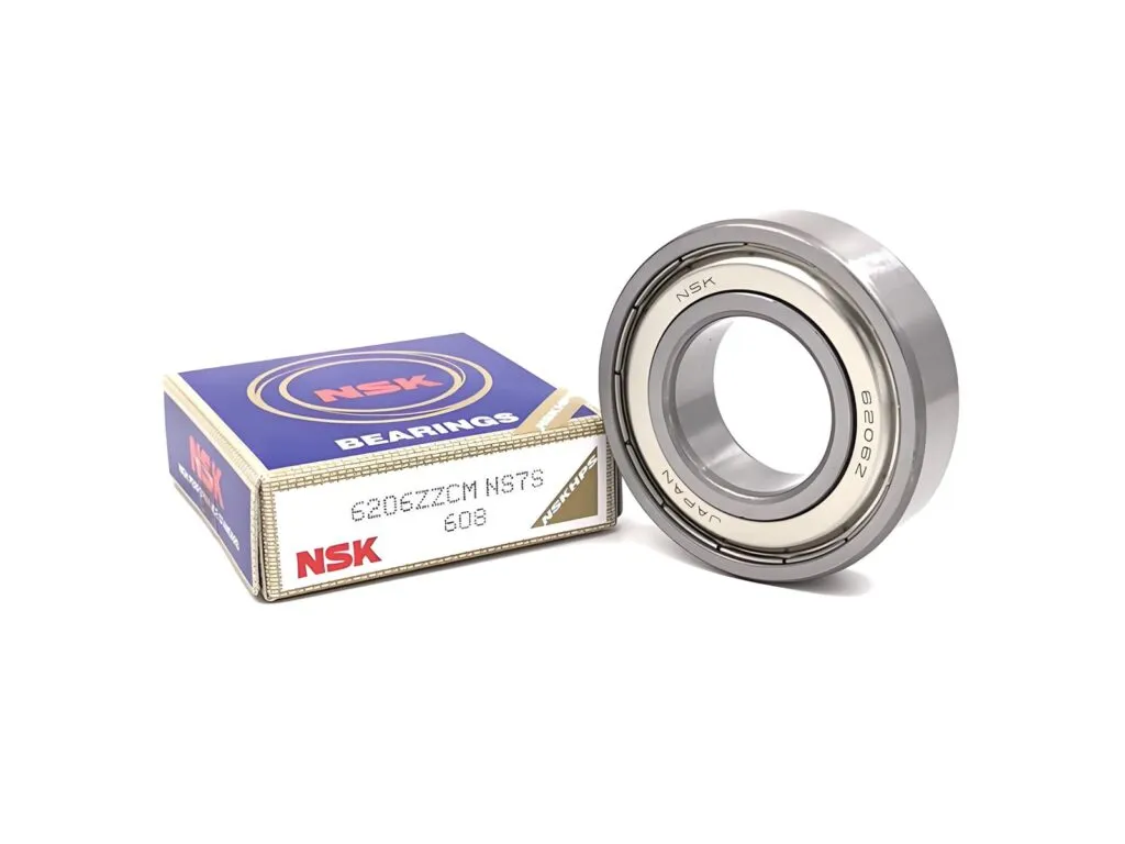 Vòng bi NSK: Vòng bi nắp thép cạnh hộp NSK trắng xanh