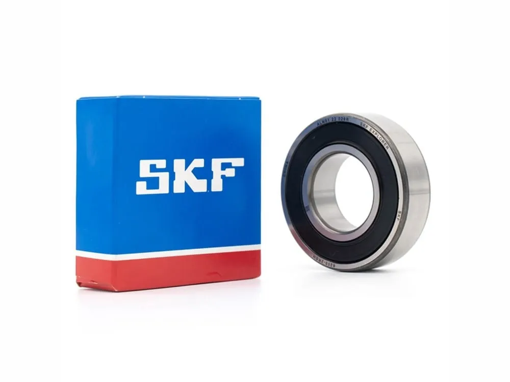 Vòng bi SKF: Hộp xanh đỏ SKF cạnh vòng bi nắp cao su đen